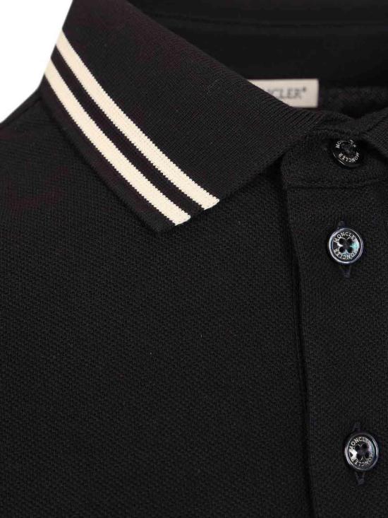 26FW 몽클레어 자수 로고 코튼 피케 반팔 폴로 셔츠 L20918A0000389A1677X BLACK - MONCLER