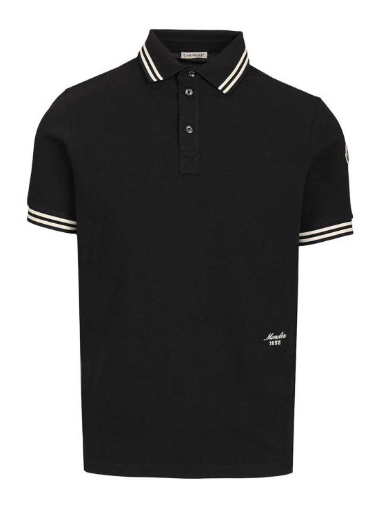 26FW 몽클레어 자수 로고 코튼 피케 반팔 폴로 셔츠 L20918A0000389A1677X BLACK