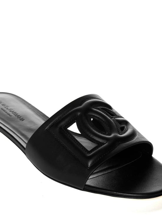 26FW 돌체앤가바나 DG 로고 카프스킨 슬리퍼 CQ0436AY32980999 BLACK - DOLCE & GABBANA