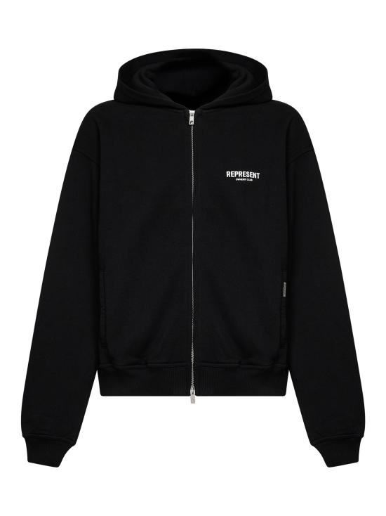 26FW 리프레젠트 후드 티셔츠 OCM41122 001 BLACK