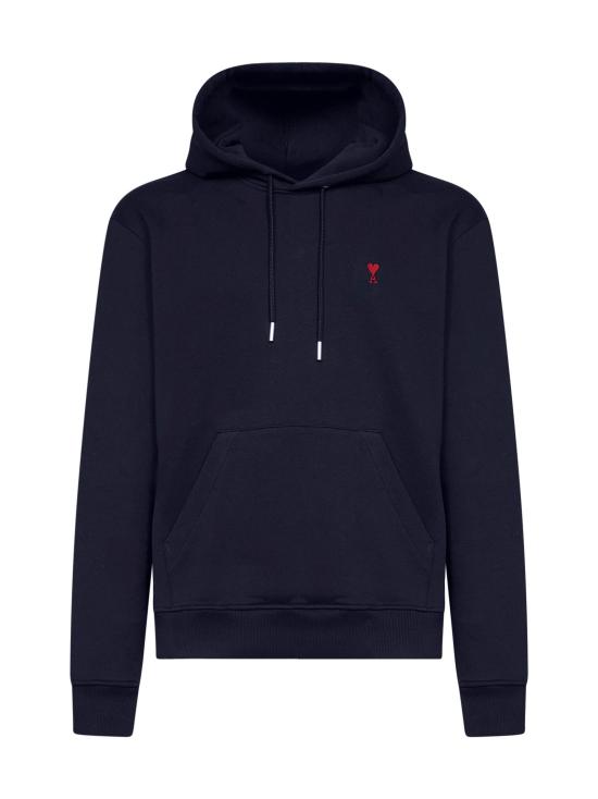 26FW 아미 스몰 하트 로고 루프백 오가닉 코튼 플리스 후드 BFUSW235730430 NAVY
