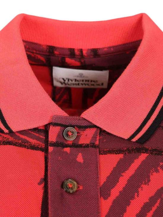 26FW 비비안웨스트우드 스크리블 체크 코튼 반팔 폴로 셔츠 2H01000YJ00BRH301 Red - VIVIENNE WESTWOOD
