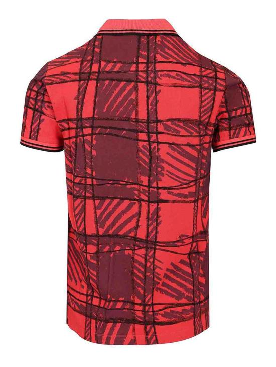 26FW 비비안웨스트우드 스크리블 체크 코튼 반팔 폴로 셔츠 2H01000YJ00BRH301 Red - VIVIENNE WESTWOOD