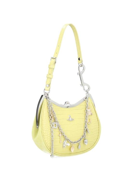 26FW 비비안웨스트우드 카프스킨 스몰 로고 토트백 4B01000PWL0098M403 GREEN - VIVIENNE WESTWOOD