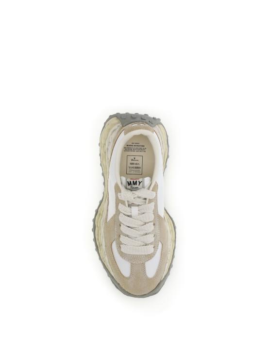 26SS 메종 미하라 야스히로 래리 OG 솔 빈티지 믹스 머터리얼 로우탑 스니커즈 A15FW709 BEIGE - MAISON MIHARA YASUHIRO
