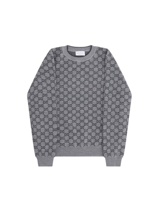 26FW 구찌 GG 자카드 스웨터 834349XKEZO GRAY - GUCCI