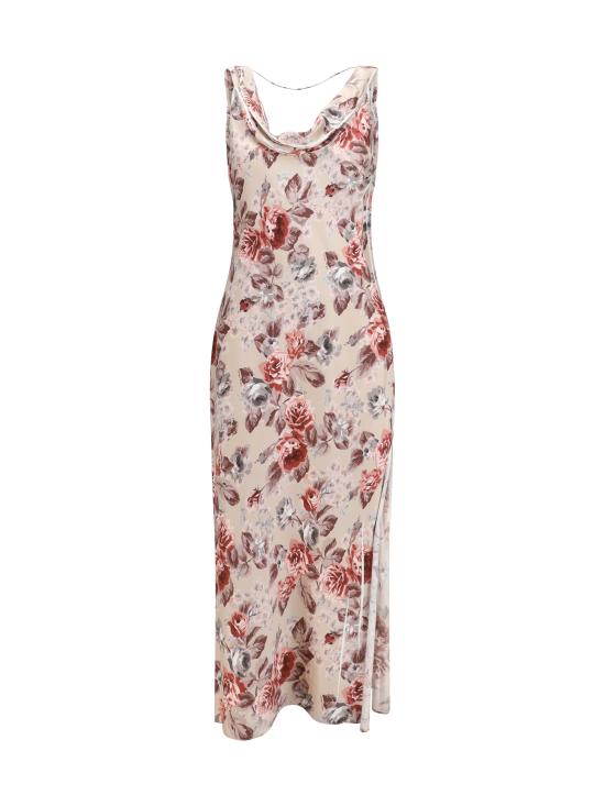 26SS 아크네 스튜디오 드레이프 플로럴 프린트 드레스 A20908 BEIGE - ACNE STUDIOS