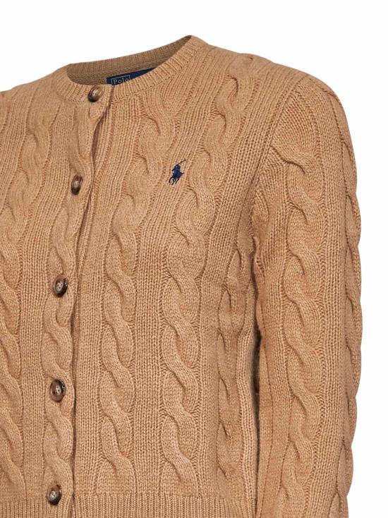 26FW 폴로 랄프로렌 로고 자수 크루넥 가디건 211972104 001 CAMEL - POLO RALPH LAUREN
