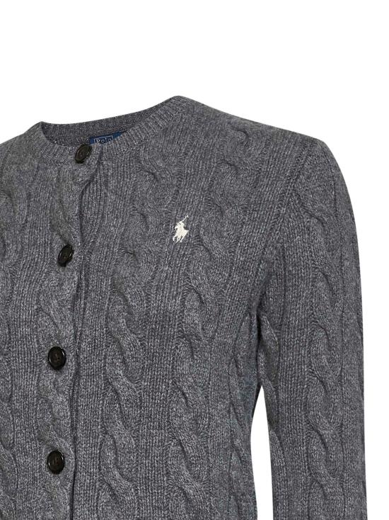 26FW 폴로 랄프로렌 로고 자수 크루넥 가디건 211972104 500 GRAY - POLO RALPH LAUREN