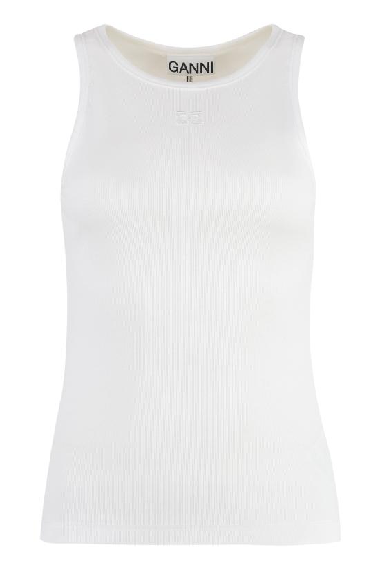  가니 소프트 코튼 립 탱크 탑 T3897 WHITE