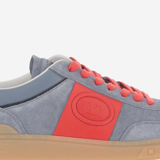 26SS 발렌티노 가라바니 크러스트 레더 나일론 업빌리지 로우 탑 스니커즈 8Y2S0H77 GRAY - VALENTINO GARAVANI