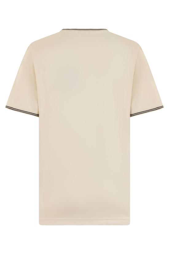 26FW 휴고보스 스트라이프 & 로고 스트레치 코튼 티셔츠 50521245 BEIGE - HUGO BOSS