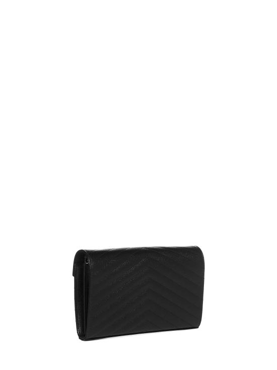 26FW 생로랑 그랑 드 뿌드르 엠보스드 레더 카산드라 마틀라세 체인 지갑 377828BOW021000 BLACK - SAINT LAURENT