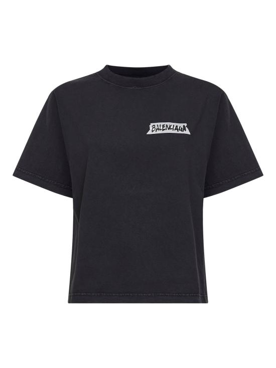26SS 발렌시아가 마스킹 테이프 티셔츠 850990TTVL61041 BLACK