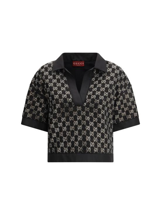 26SS 구찌 울 트위드 라메 탑 846682ZARWY BLACK - GUCCI