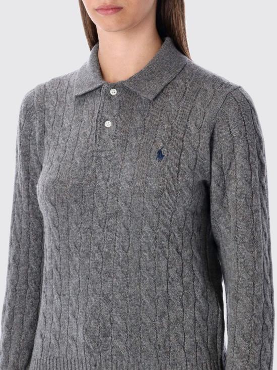 26FW 폴로 랄프로렌 케이블 폴로 니트 211972132 500 Grey - POLO RALPH LAUREN