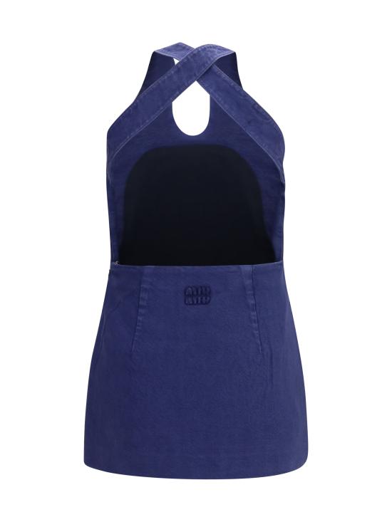 26SS 미우미우 후염 개버딘 미니드레스 MF6345SOOO19JY BLUE - MIU MIU