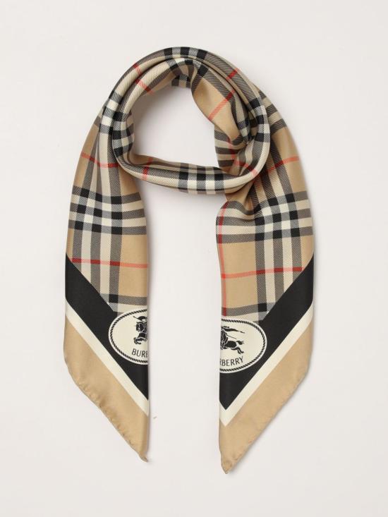 26FW 버버리 체크 실크 스카프 8113048 Beige - BURBERRY