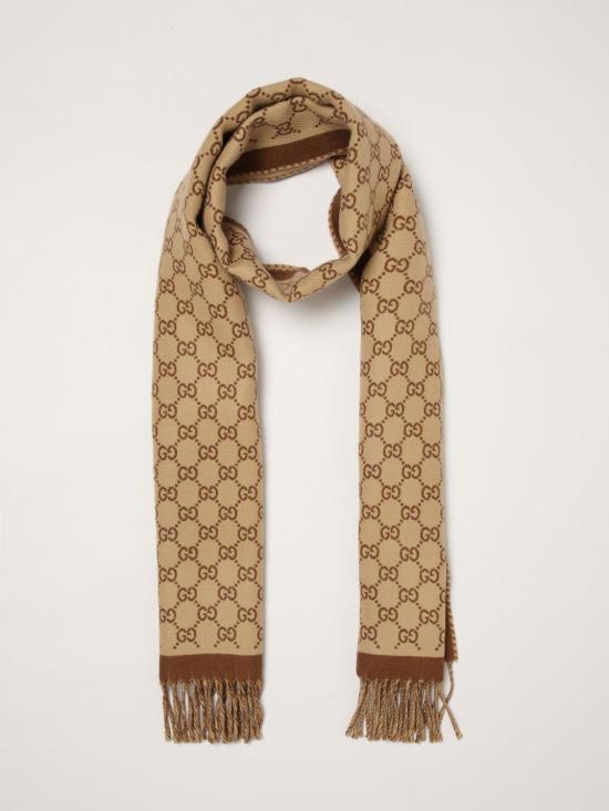 26FW 구찌 울 자카드 스카프 8355343G200 9865 Camel - GUCCI