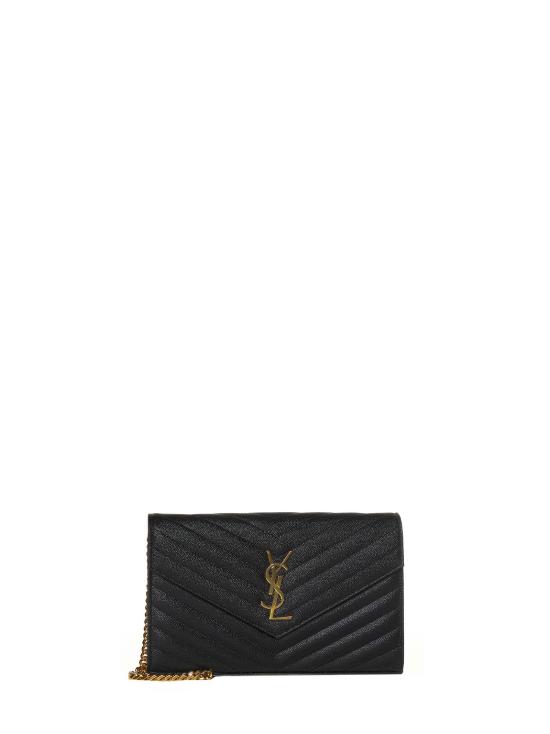 26FW 생로랑 레더 카산드라 체인 월렛 377828BOW011000 BLACK