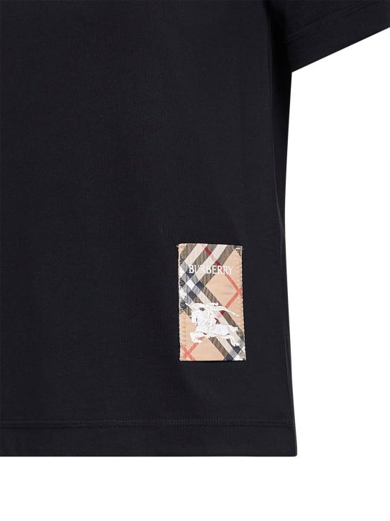 26SS 버버리 체크 라벨 코튼 티셔츠 8104883 A1189 BLACK - BURBERRY