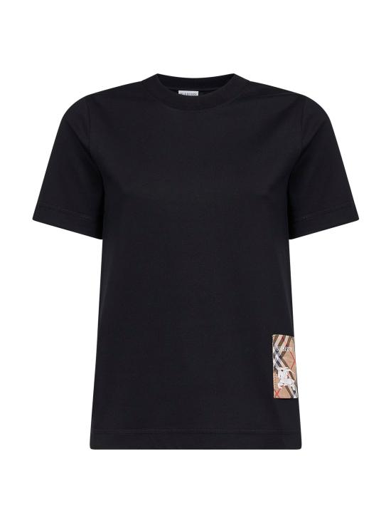 26SS 버버리 체크 라벨 코튼 티셔츠 8104883 A1189 BLACK