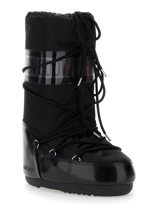 26FW 문부츠 아이콘 글랜스 플래티넘 새틴 부츠 80D1401680 BLACK - MOON BOOT