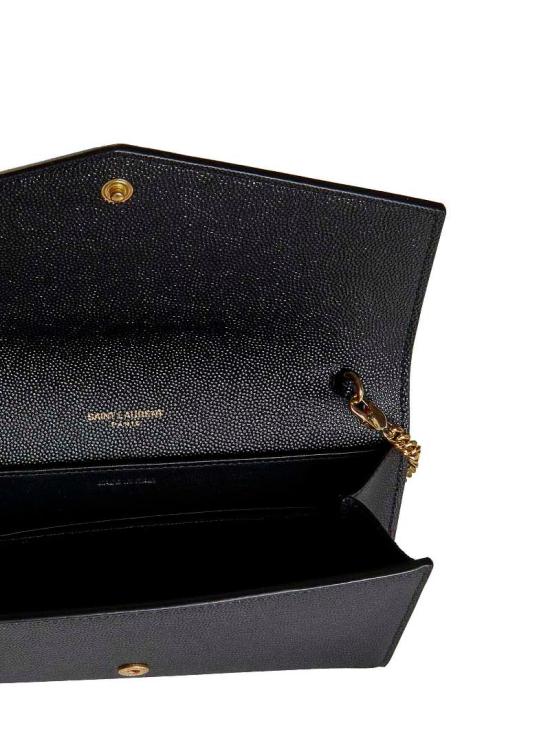 26FW 생로랑 그레인 레더 업타운 체인 지갑 6077881GF0J1000 BLACK - SAINT LAURENT