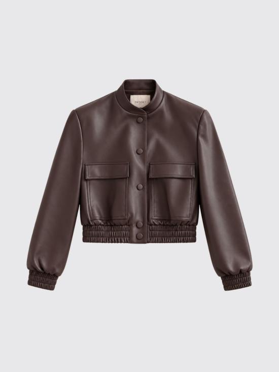 26FW 트윈셋 가죽 자켓 262TP2052 13411 Brown - TWINSET