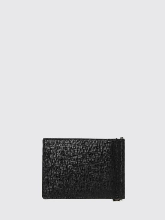 26FW 생로랑 그랑 드 뿌드르 엠보스드 레더 빌 클립 지갑 378005BTY0N 1000 Black - SAINT LAURENT