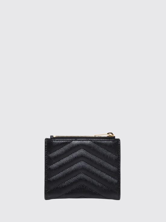 26FW 생로랑 그랑 드 뿌드르 엠보스드 레더 모노그램 2단 지갑 575879BOW01 1000 Black - SAINT LAURENT