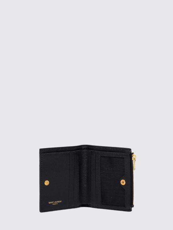 26FW 생로랑 그랑 드 뿌드르 엠보스드 레더 모노그램 2단 지갑 575879BOW01 1000 Black - SAINT LAURENT