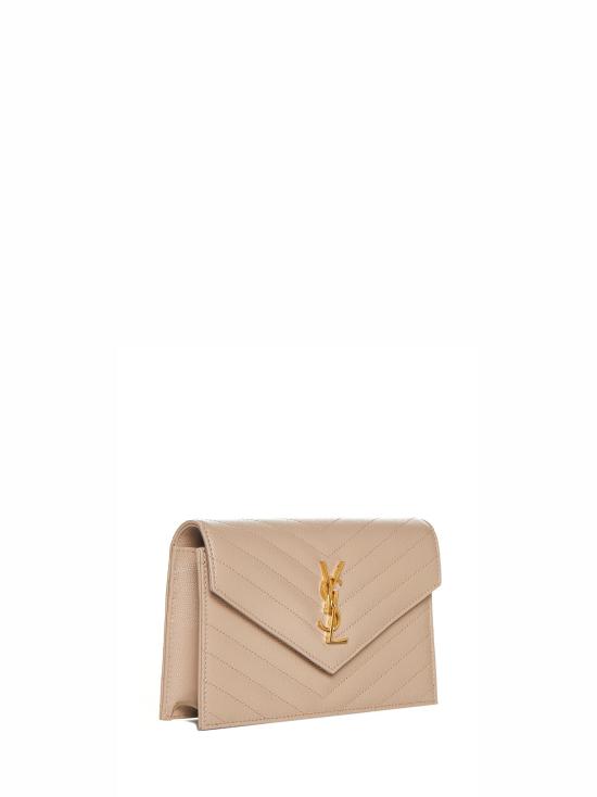 26FW 생로랑 그랑 드 뿌드르 레더 카산드라 엔벨로프 체인 지갑 857605BOW012721 GRAY - SAINT LAURENT