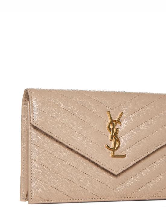 26FW 생로랑 그랑 드 뿌드르 레더 카산드라 엔벨로프 체인 지갑 857605BOW012721 GRAY - SAINT LAURENT