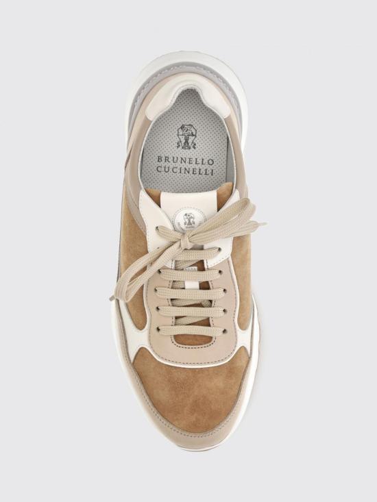 26FW 브루넬로 쿠치넬리 누벅 레더 스웨이드 러닝 스니커즈 MZUSNEO355 CIC58 Beige - BRUNELLO CUCINELLI