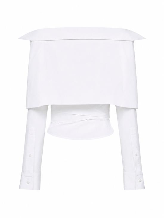 26FW 발렌시아가 오프 숄더 랩 셔츠 872123TRM289000 WHITE - BALENCIAGA