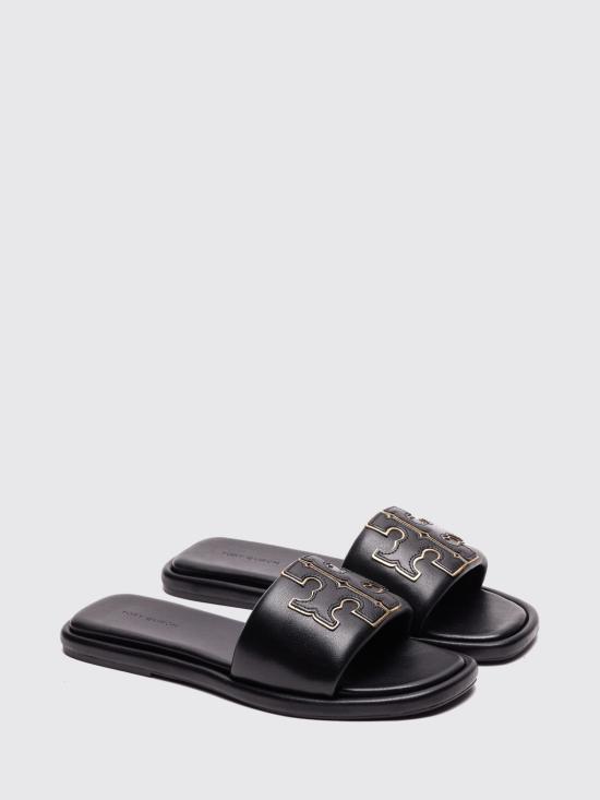 26FW 토리버치 더블 T 스포츠 슬라이드 79985 013 Black - TORY BURCH