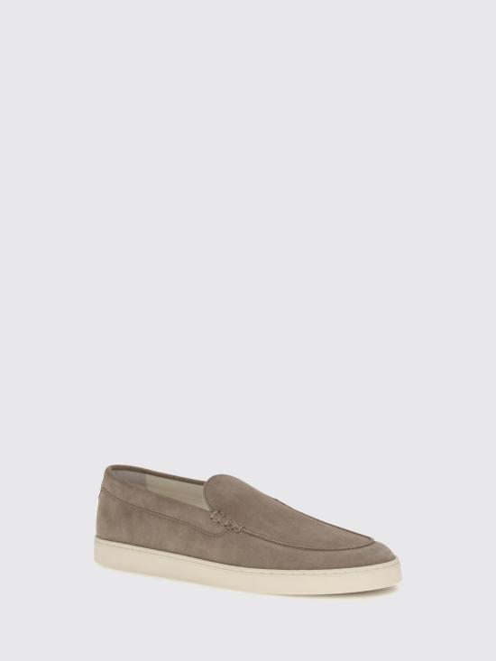 26FW 브루넬로 쿠치넬리 로퍼 스타일 셰브런 패턴 스웨이드 스니커즈 MZUHVSP335 C4298 Grey - BRUNELLO CUCINELLI