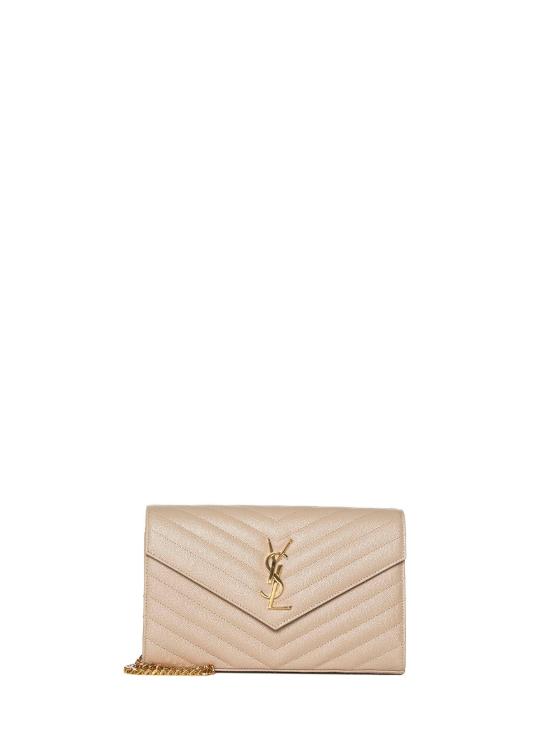 26FW 생로랑 레더 카산드라 체인 월렛 377828BOW012721 BEIGE