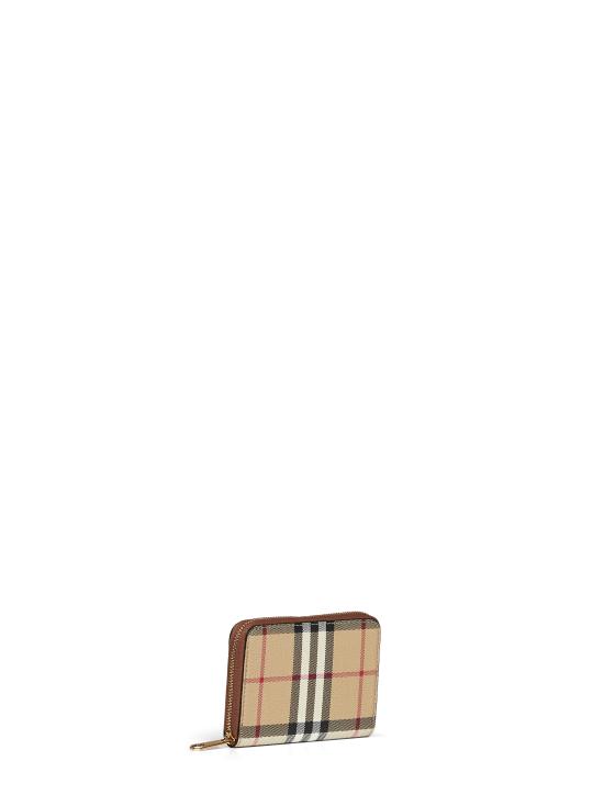 26FW 버버리 스몰 체크 집 어라운드 월렛 8109810 A9534 BROWN - BURBERRY