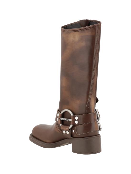 26FW 미우미우 레더 바이커 부츠 5W792DFA0503F33 BROWN - MIU MIU