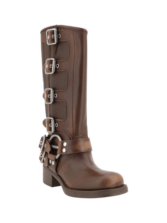 26FW 미우미우 레더 바이커 부츠 5W792DFA0503F33 BROWN