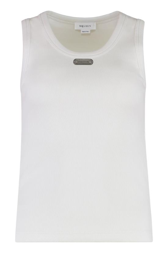 25FW 알렉산더 맥퀸 로고 플래킷 탱크탑 839507 WHITE