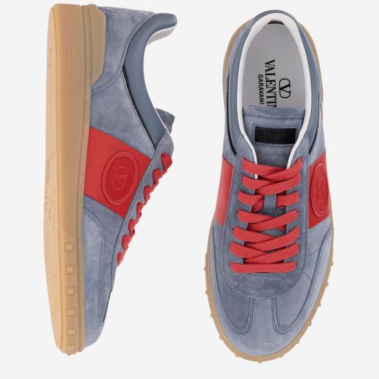 26SS 발렌티노 가라바니 크러스트 레더 나일론 업빌리지 로우 탑 스니커즈 8Y2S0H77 GRAY - VALENTINO GARAVANI