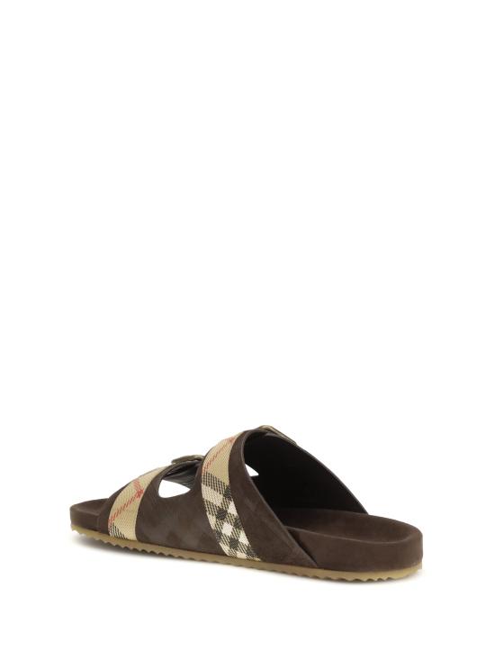 26SS 버버리 더블 버클 체크 샌들 8118887 BROWN - BURBERRY