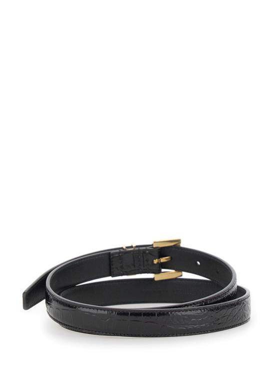 26SS 생로랑 카산드라 씬 스퀘어 버클 벨트 554465 BROWN - SAINT LAURENT