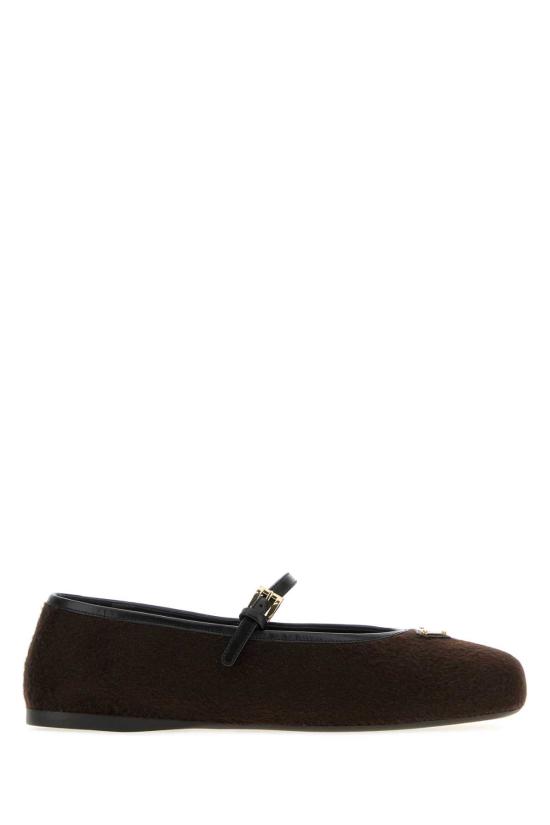 26FW 프라다 트라이앵글 로고 쉐브론 메리 제인 플랫 슈즈 1F689OF005219 F0192 Brown