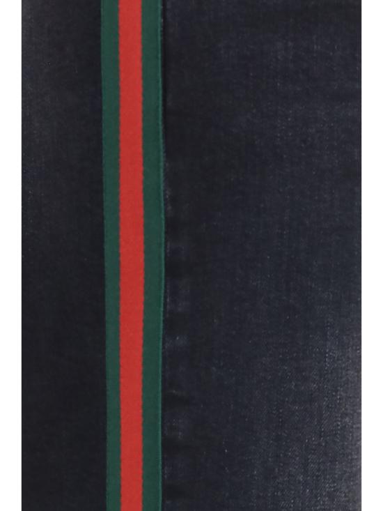 26FW 구찌 웹 디테일 스트레치 코튼 데님 팬츠 875834XDDIL BLACK - GUCCI