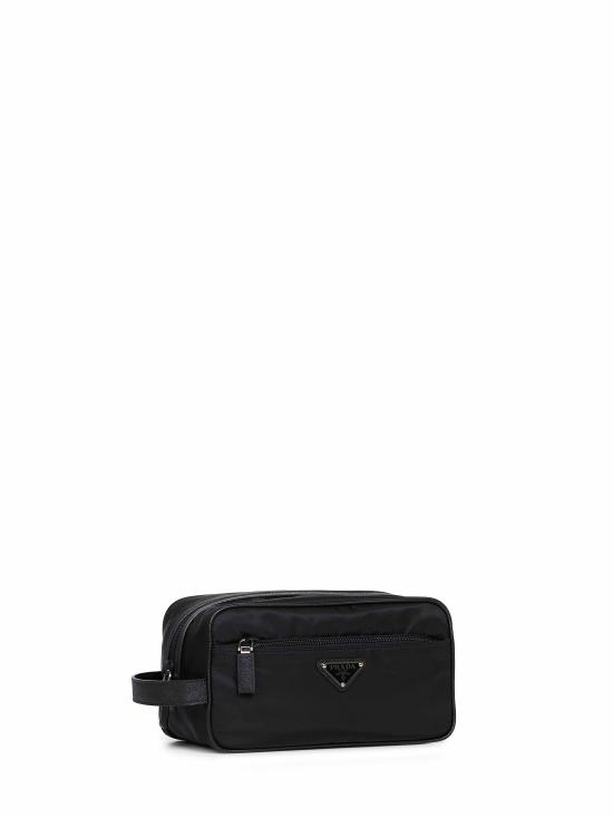 26FW 프라다 리나일론 앤 사피아노 레더 트래블 파우치 2NA8192DMHF0002 BLACK - PRADA