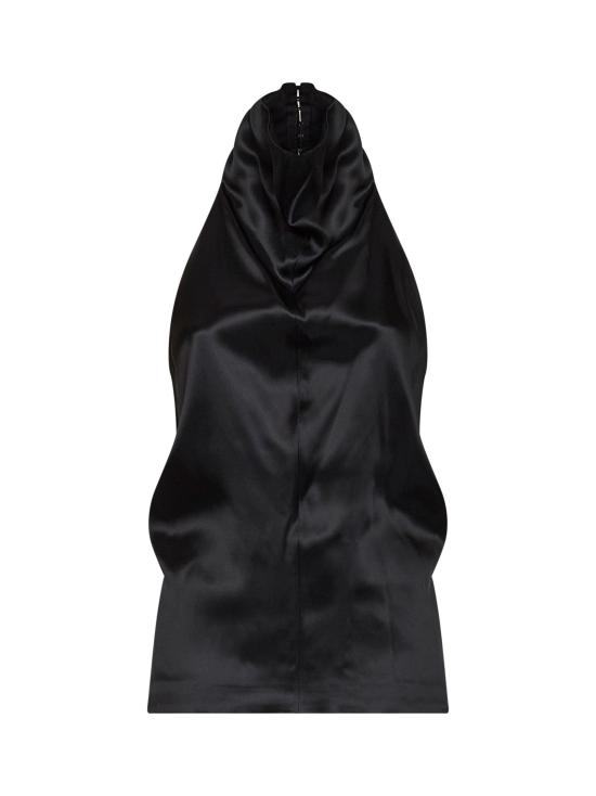26FW 케이트 로네 플롱제 레더 홀터넥 탑 24874120 200 BLACK